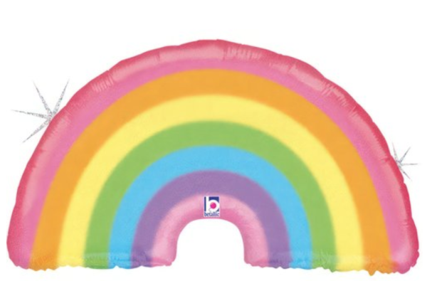 XXL Folienballon Figur - Glitzer Regenbogen, pastellfarben - 91cm